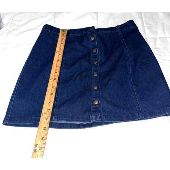 Forever 21 Womens Blue Denim Button-Front A-Line Skirt Size M - Picture 4 of 5